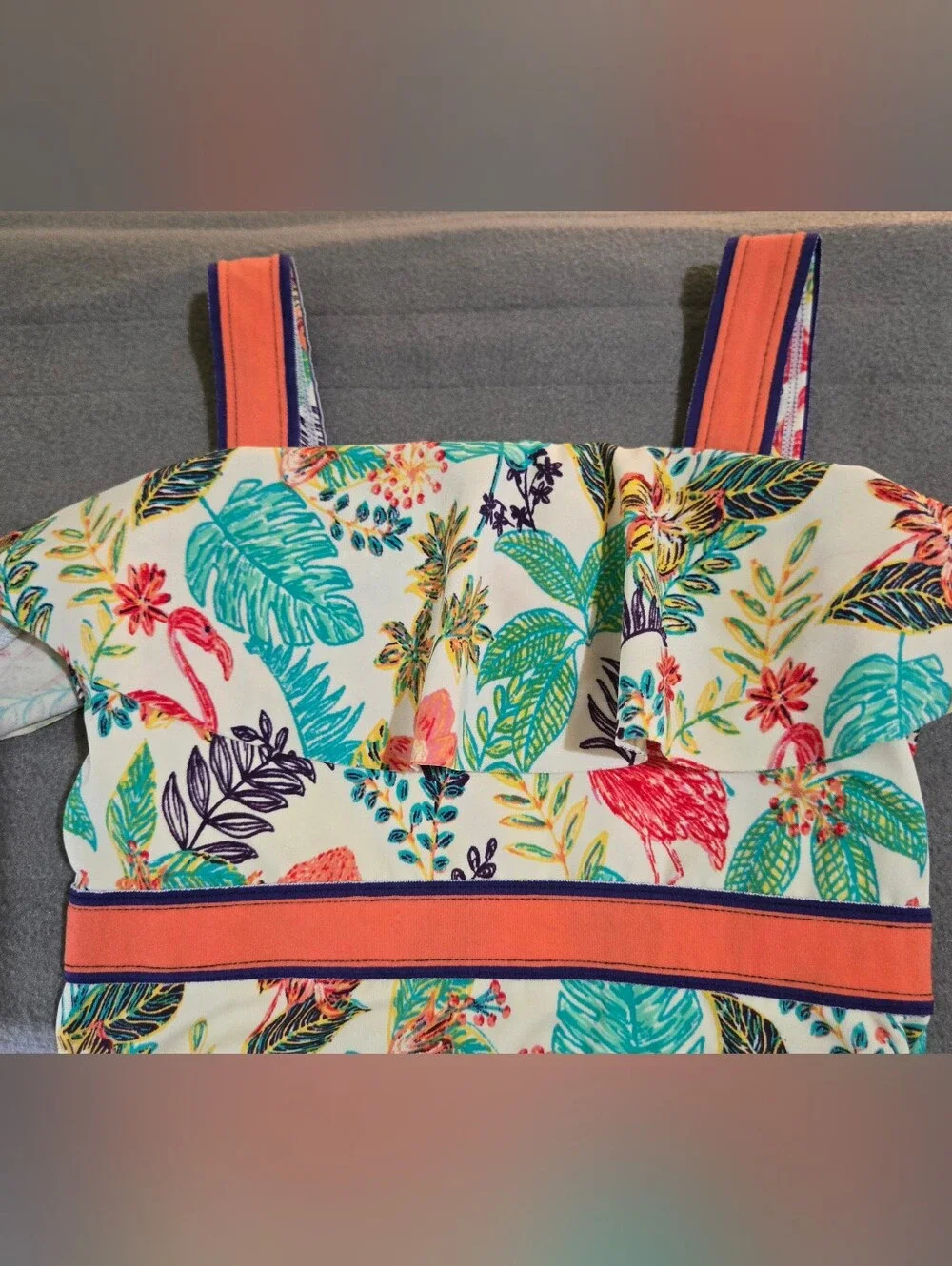 Janie and Jack Toddler Girls Tropical Flamingo Ruffle One Piece Swimsuit Size 2T